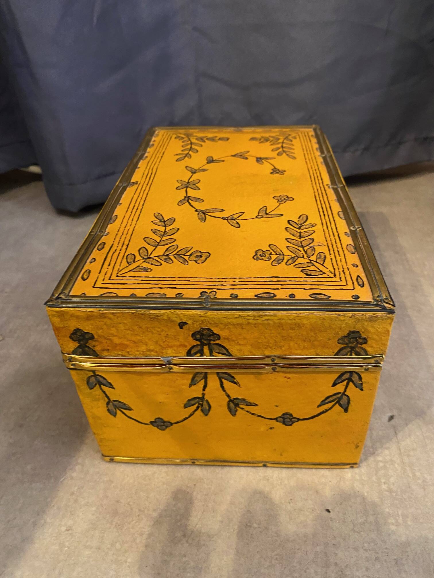 Chinese leather box with floral decor