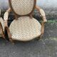 Pair of medallion armchairs in Louis XVI style – carved wood – floral fabric