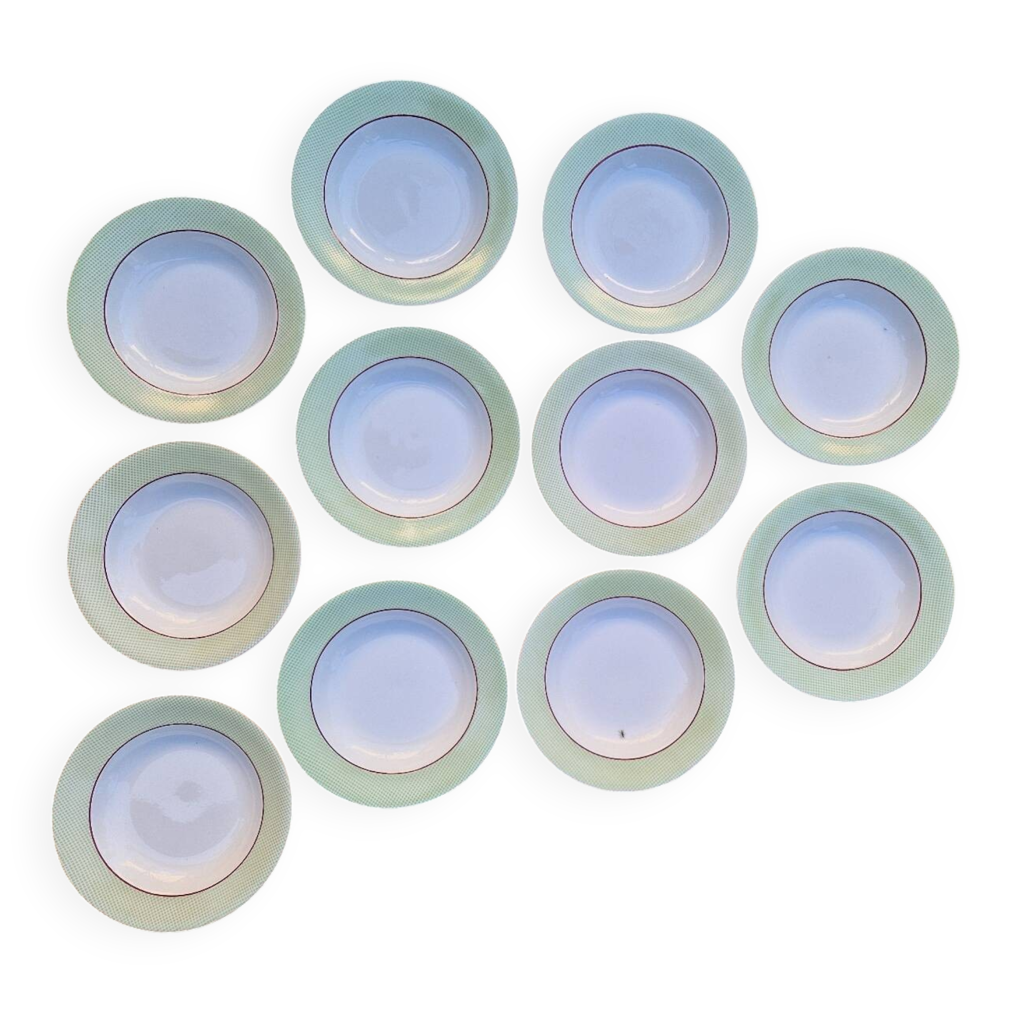 Set of 11 Isoard Pattern Soup Plates, Salins Manufacture