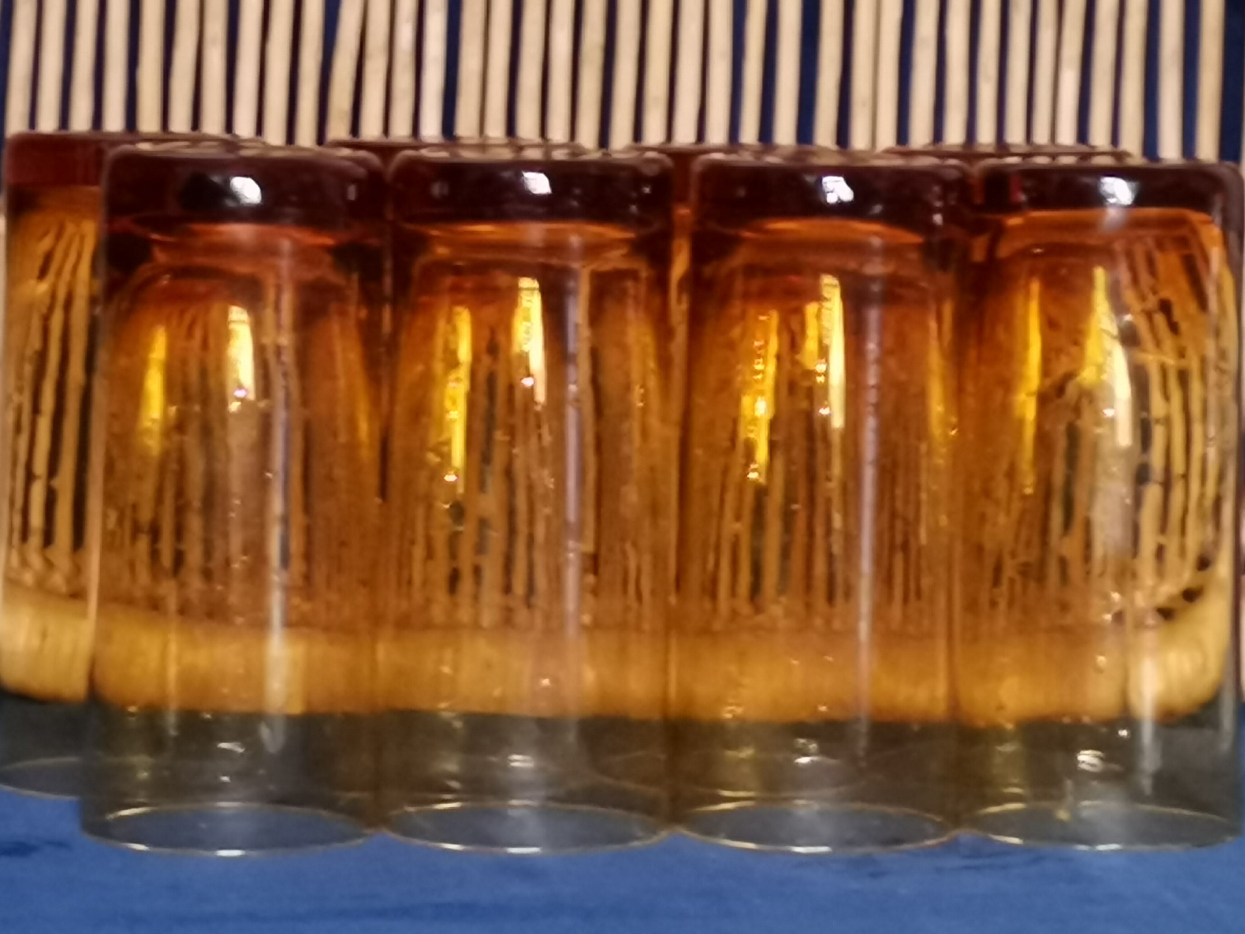 Lot of 8 amber glasses