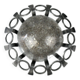 60s 70s Brutalist wall lamp or ceiling lamp made of iron & glass design