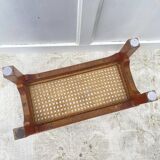 Low stool, wooden and cane footrest