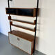 Wall shelf in wood, suspended furniture, French design from the 60s, vintage.