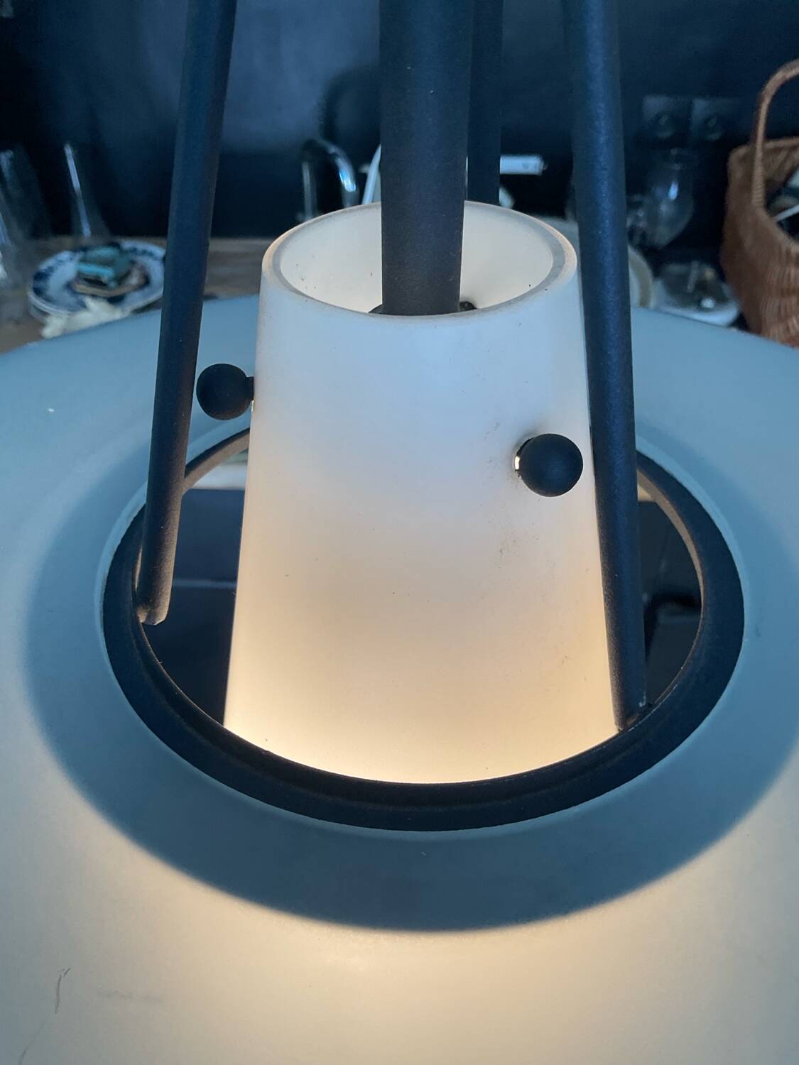 Postmodern Helestra Leuchten pendant light in opaline and frosted glass