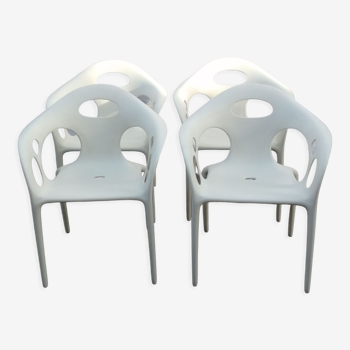 4 fauteuils blanc modèle Supernatural par Moroso vintage