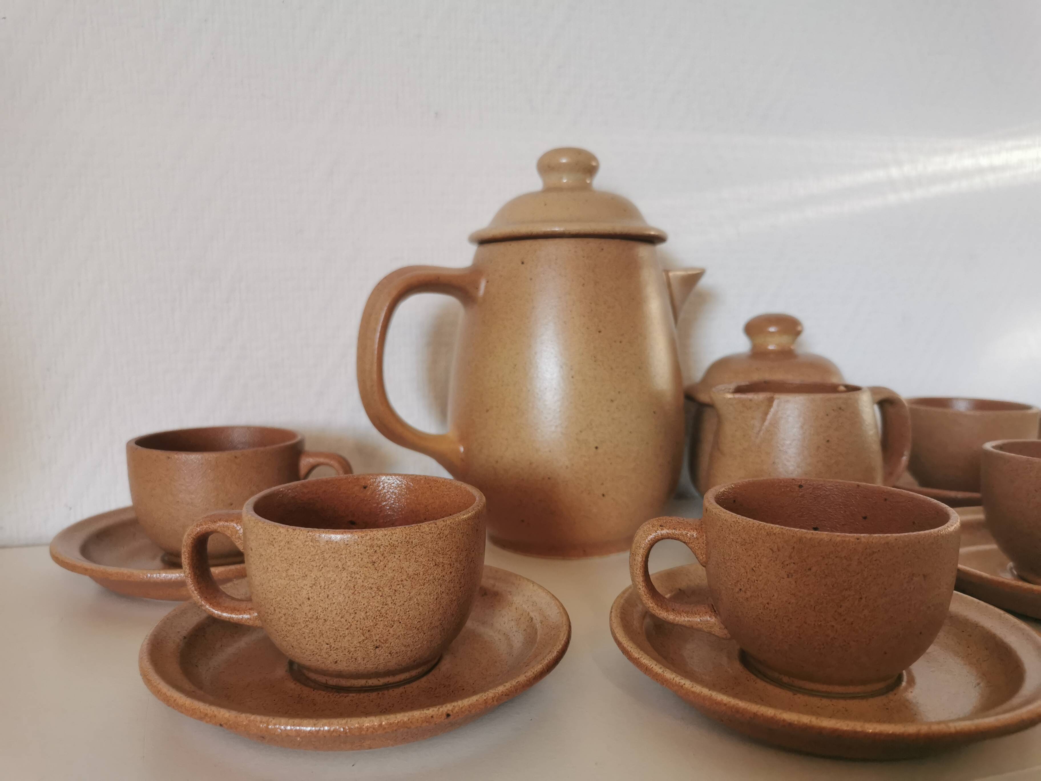 brown stoneware coffee set from the 70s