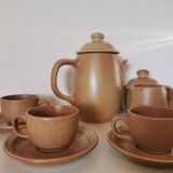 Service à café en grès marron, années 70