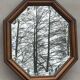 Rustic beveled mirror in molded natural wood 64 x 56 cm
