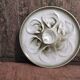 Vintage French oyster plate in white and green majolica.