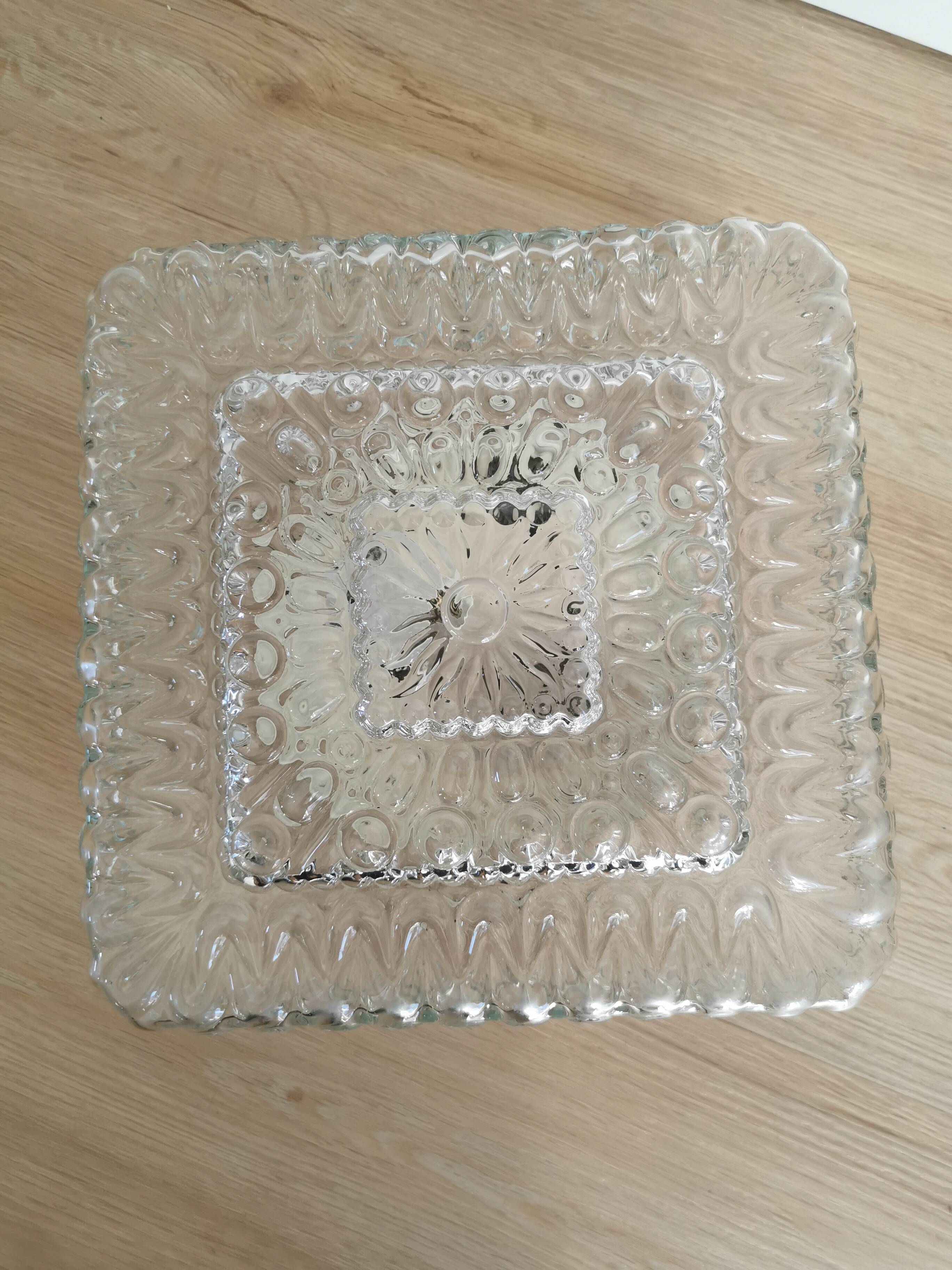 Plafonnier vintage en verre gaufré : éclairage rétro des années 1970