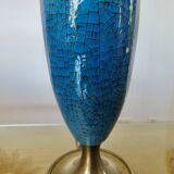 Blue and bronze crackle ceramic lamp