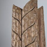 Hand-carved Wooden Double Door Handle with Wheat Spike Design, 1900s