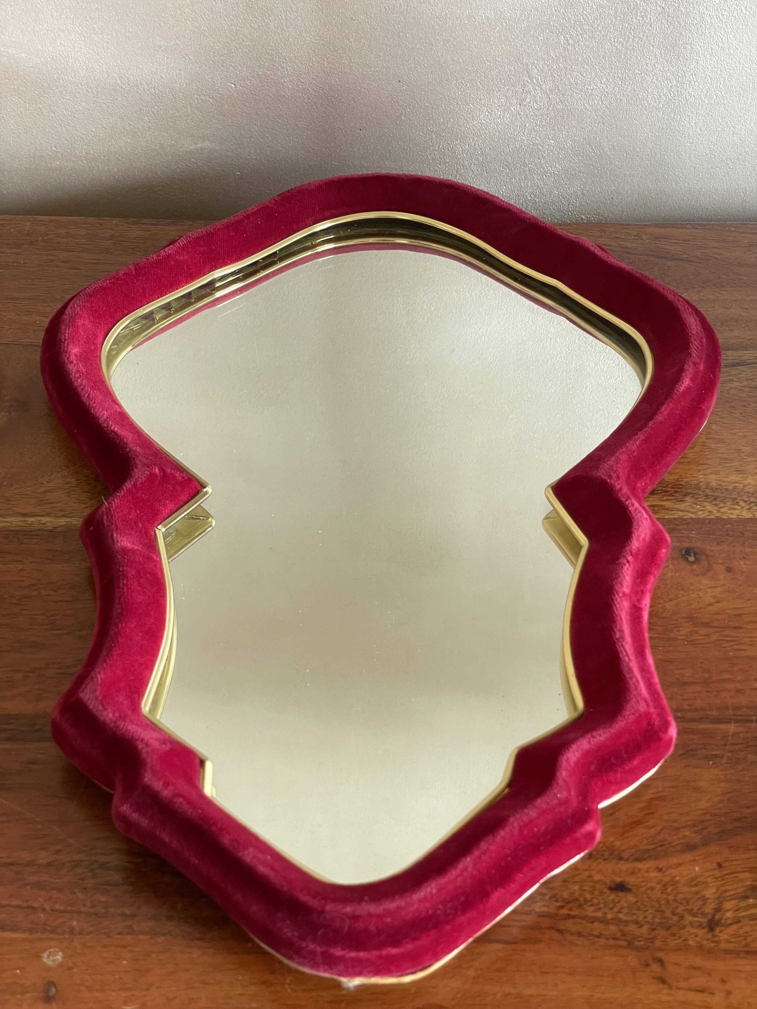 Red and gold felt mirror