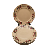 Series 6 flat plates vintage art deco earthenware beige cherry décor
