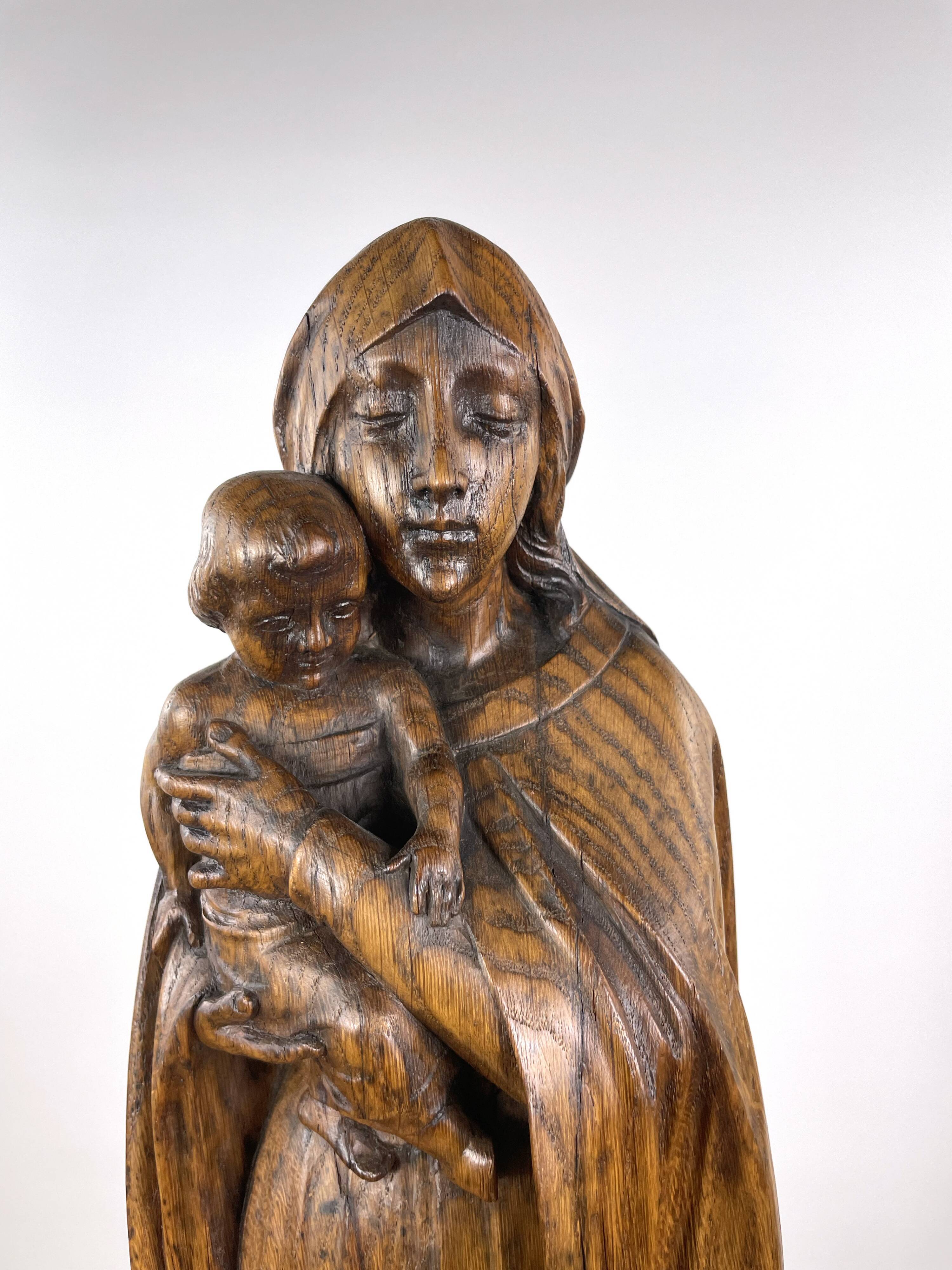 Virgin carved oak wood