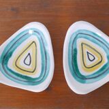 Pair of ceramic cups, abstract décor, 50s
