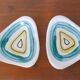 Pair of ceramic cups, abstract décor, 50s