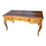 large double-sided walnut desk 3 drawers 2 pulls