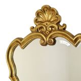 French Gold Leaf Gilded Baroque Style Mirror Crested Mirror Sixties 66cm