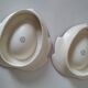 Two biomorphic bowls Salins France moss green 1950s