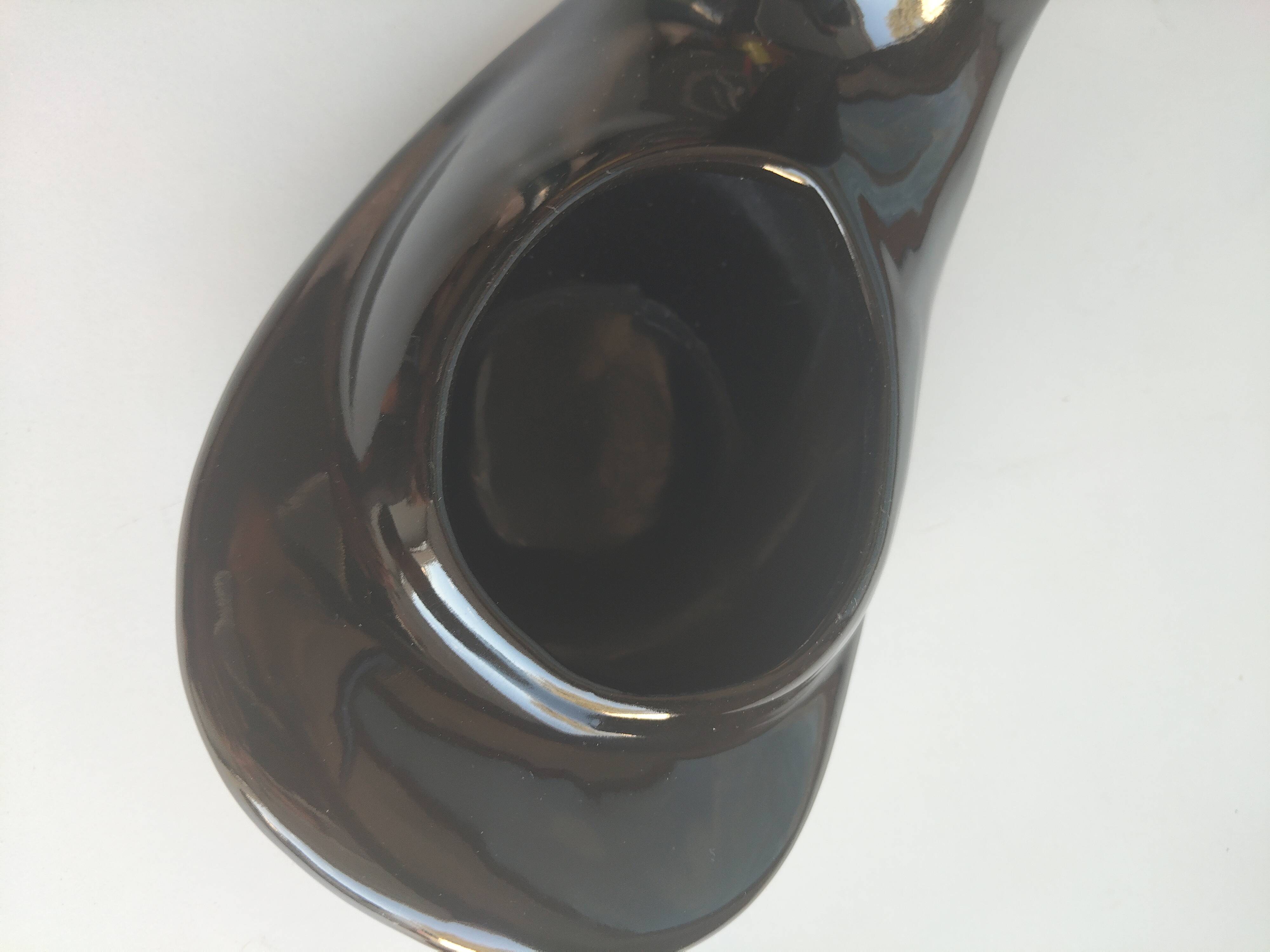 Vintage black ceramic swan planter – 1960s