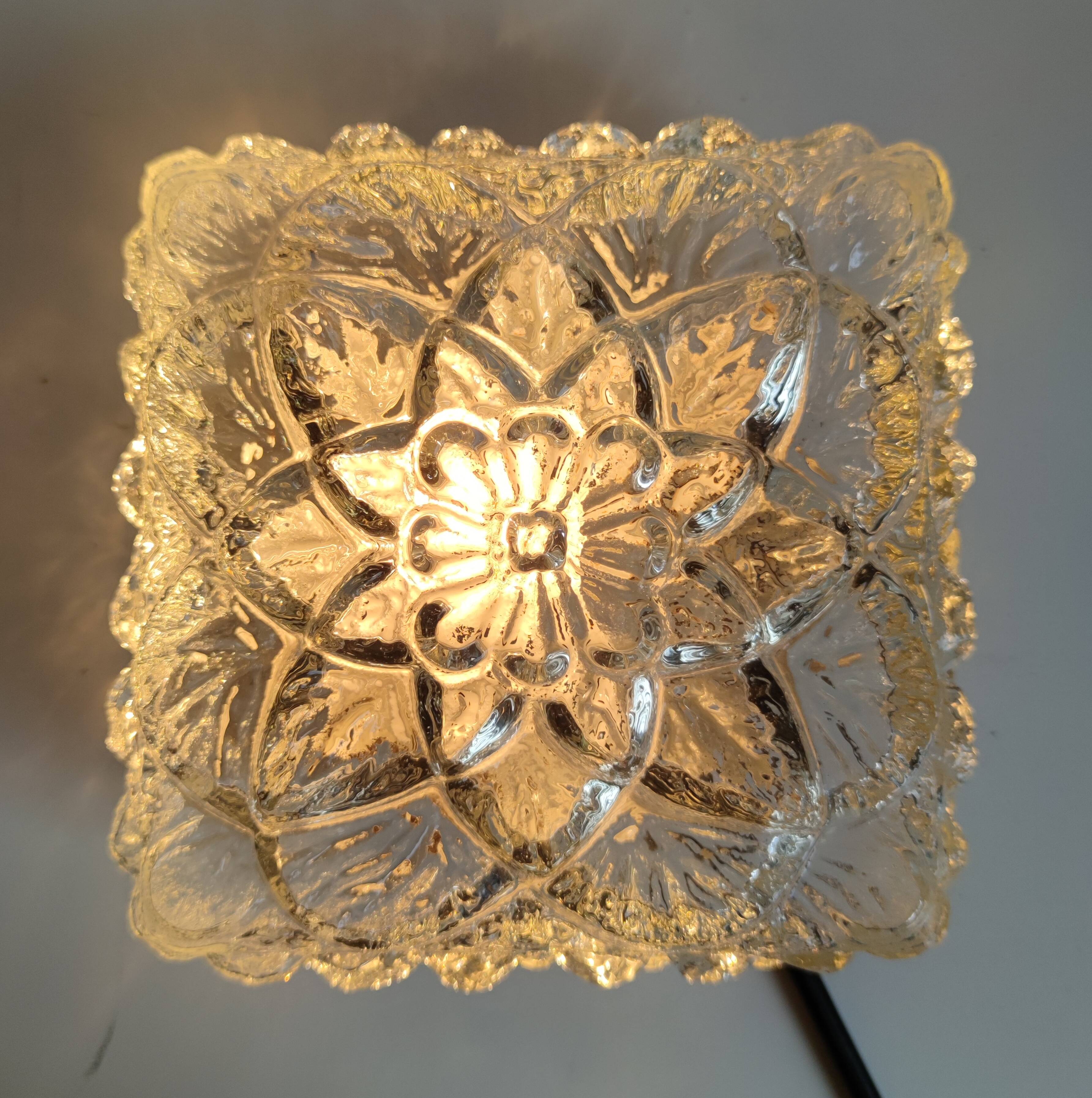 Flower-shaped glass ceiling lamp