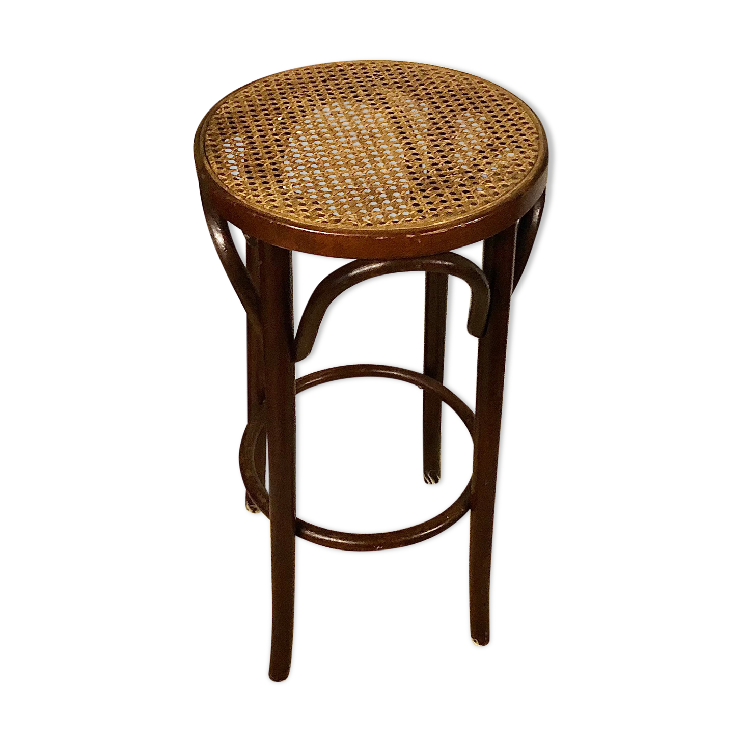 Curved wooden bar stool and cannage