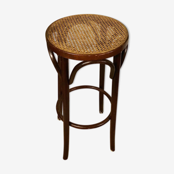 Tabouret de bar en bois courbé et cannage