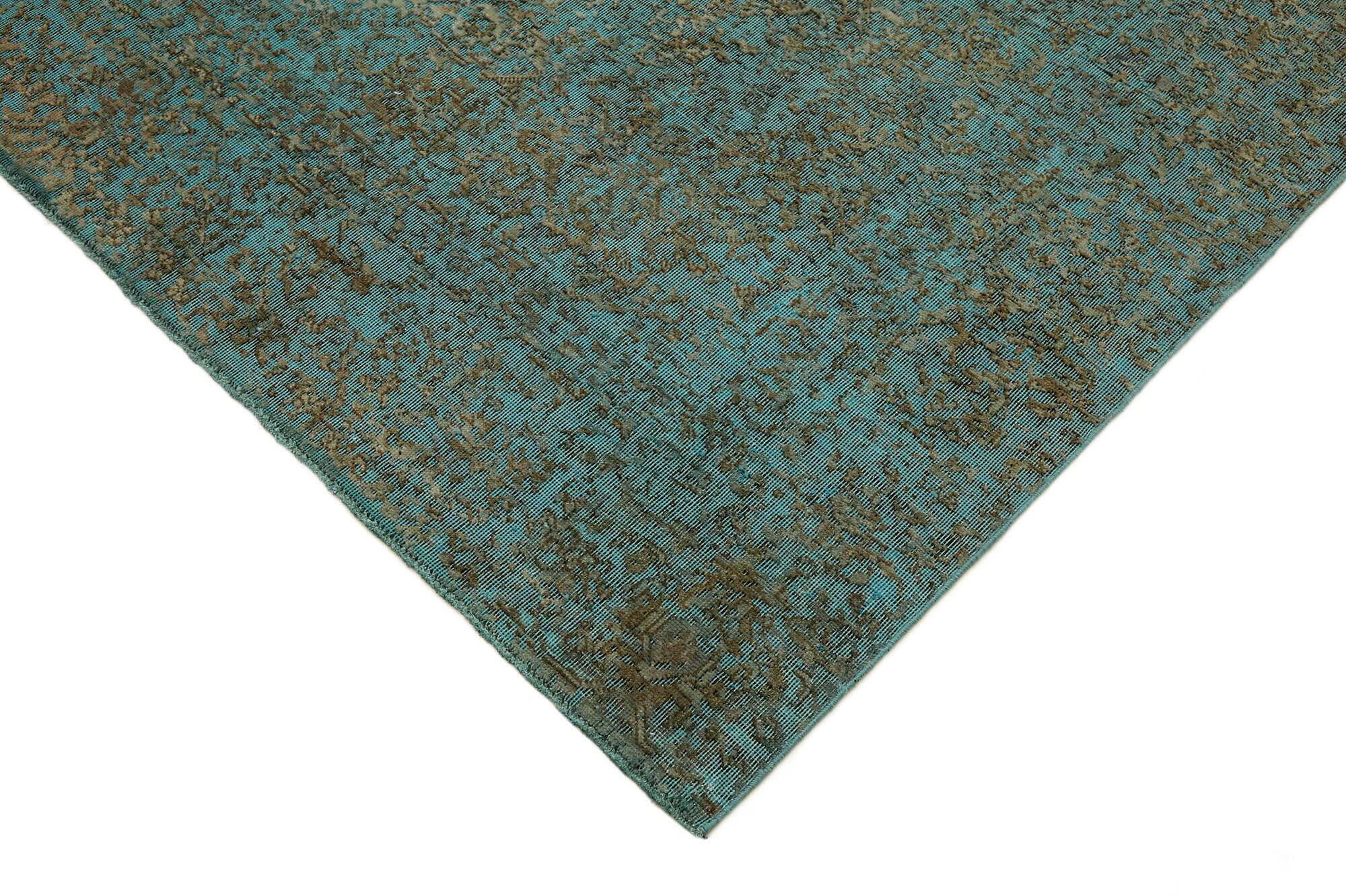 1970s 232 cm x 319 cm turquoise wool carpet