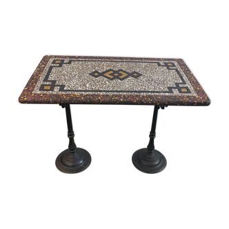 Early 20th century bistro table with cast iron base and Terrazzo top