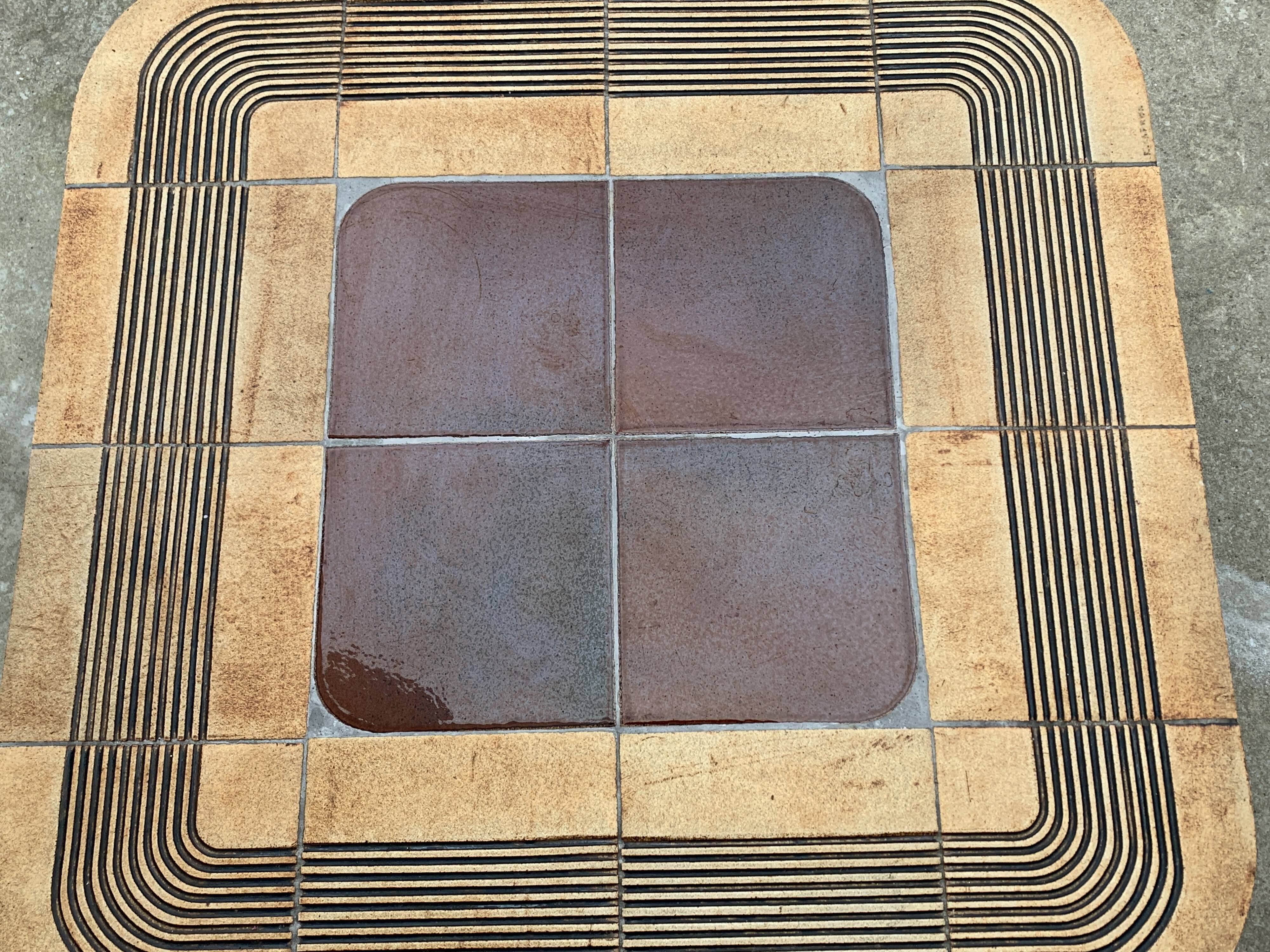 Ceramic coffee table signed Roger Capron and wood, Mambo model of the 1970s