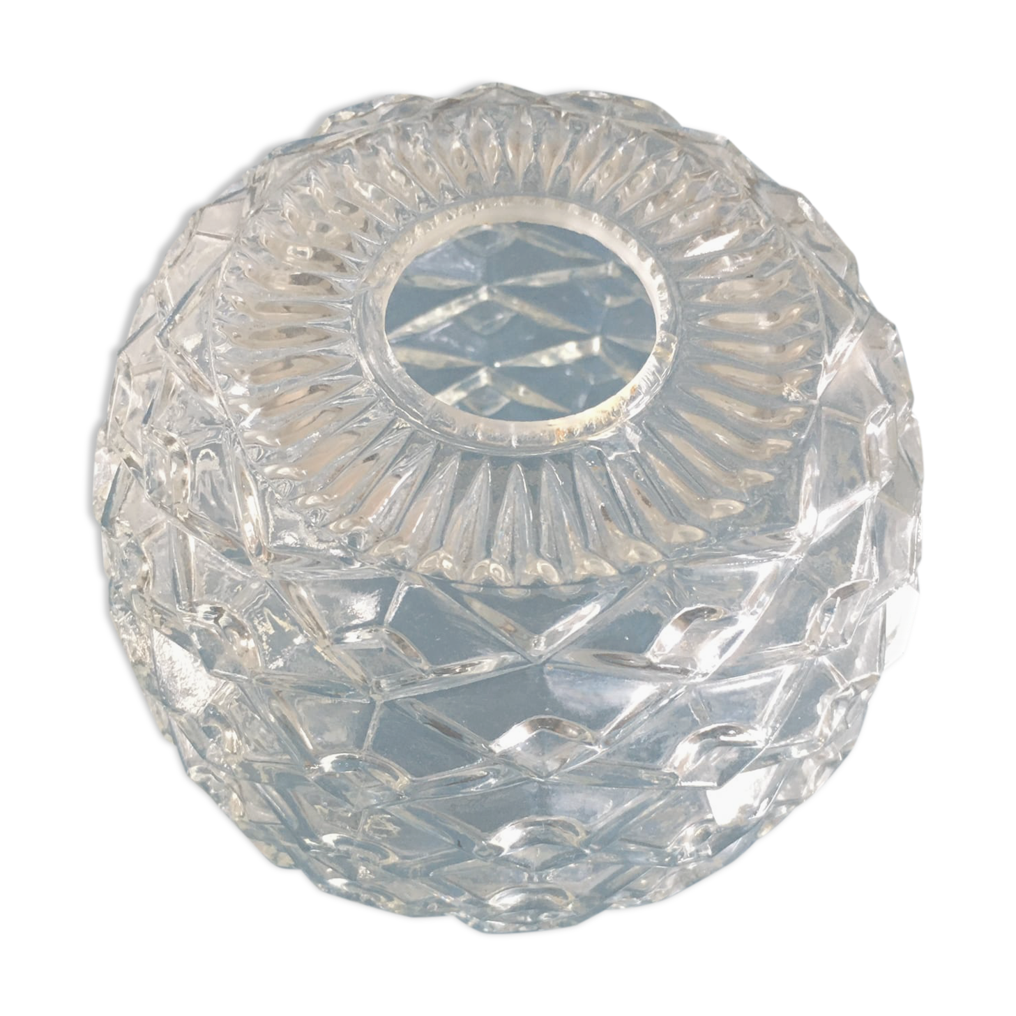 Round art deco globe in worked white glass