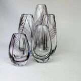 Midcentury collection of art glass vases by Vicke Lindstrand for Kosta Sweden.