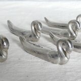 Set of 6 silver-plated swan-shaped knife rests, 1960
