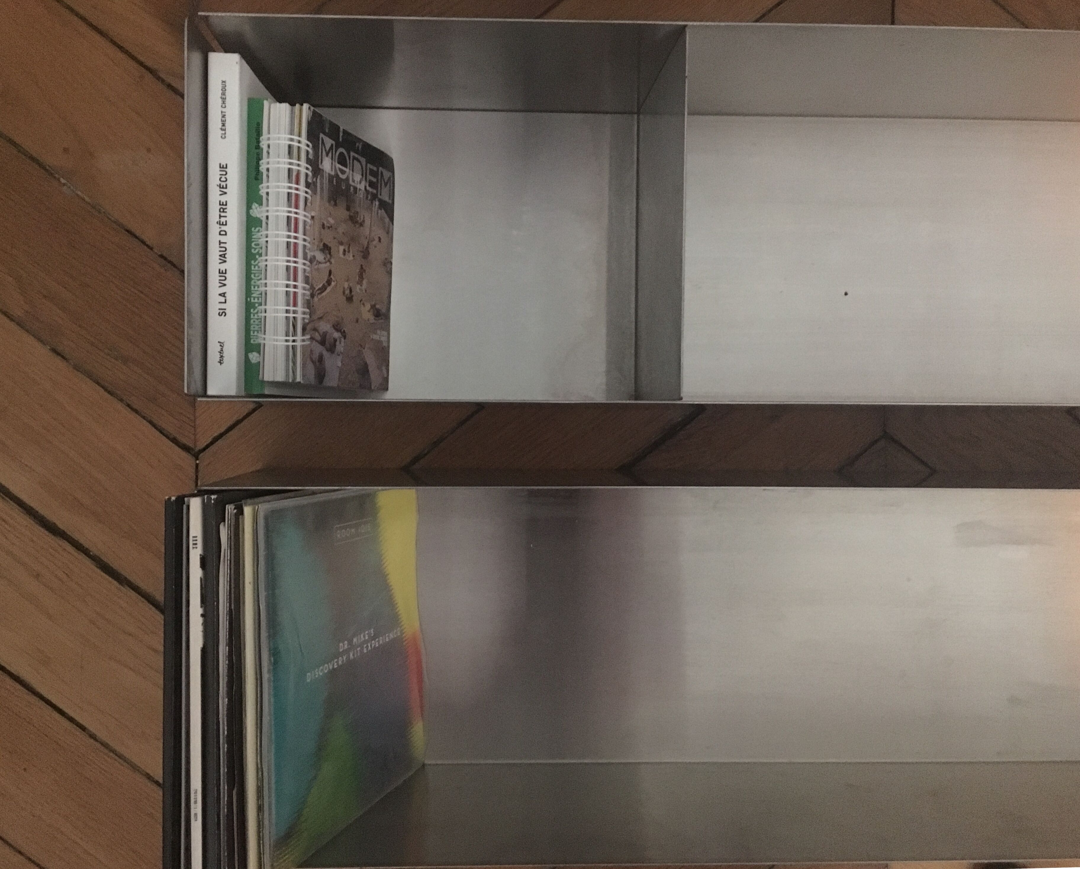 Wall storage space in stainless steel industrial steel designer