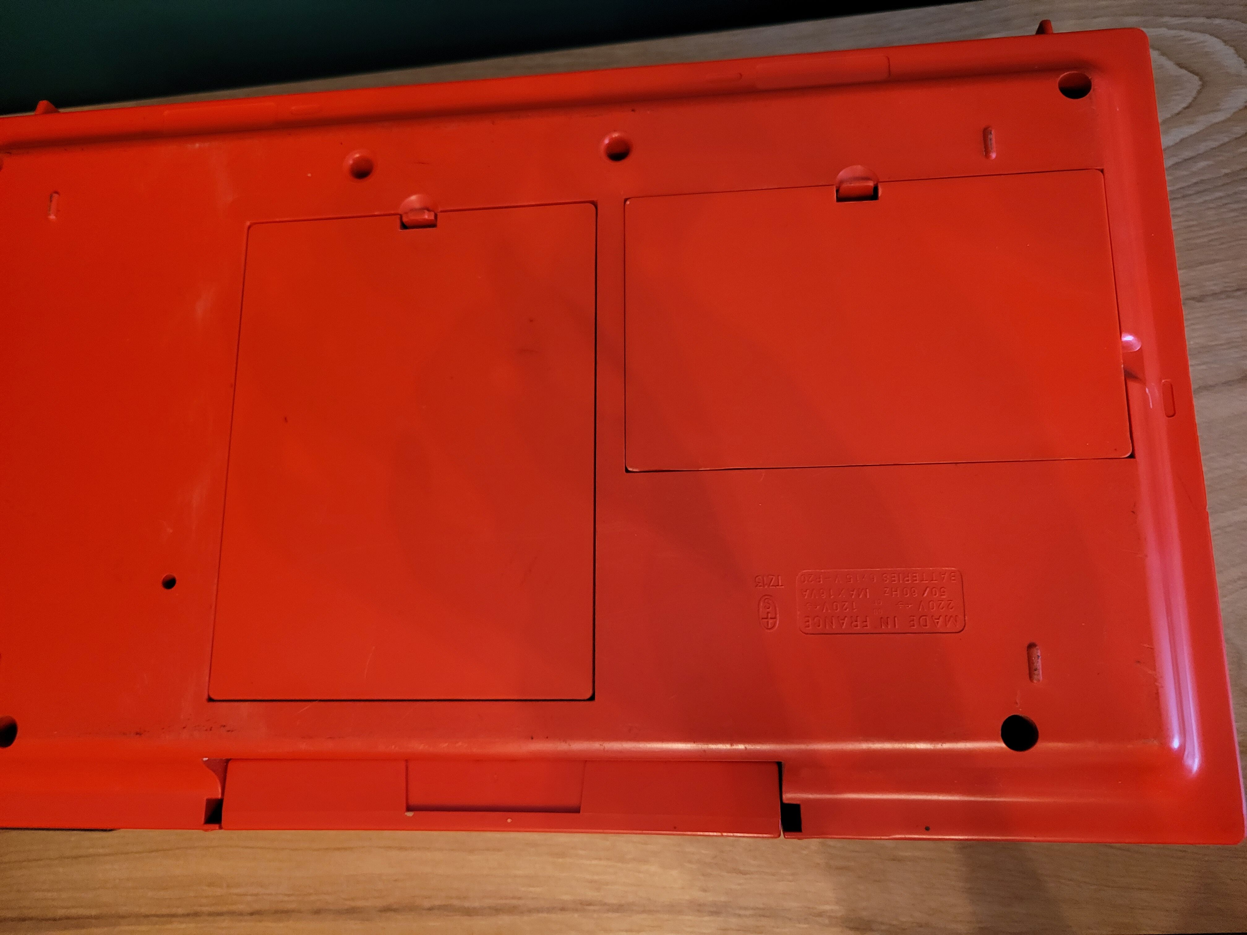 Vintage stereo electrophone record player Continental Edison red orange