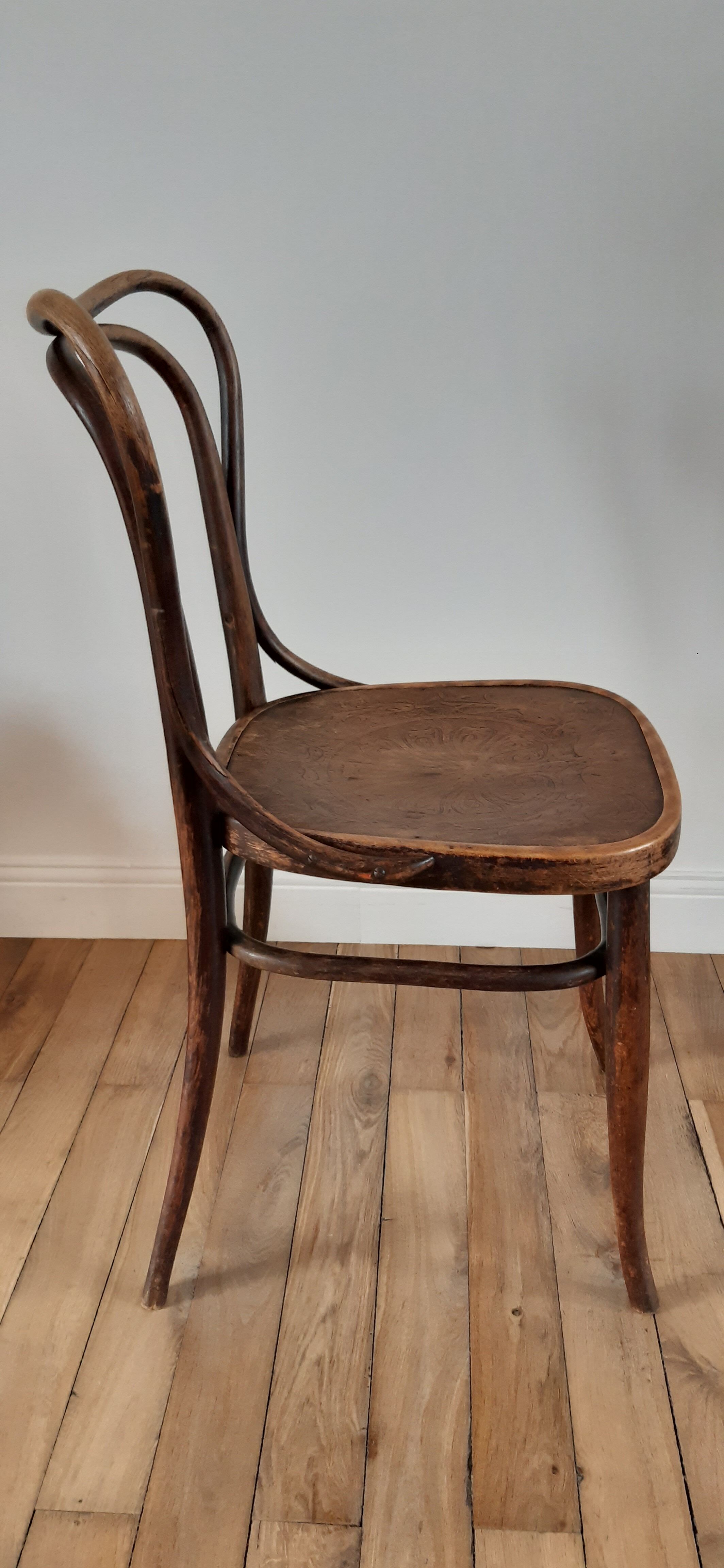 Chaise Jacob & Josef Kohn en bois courbé et gravé 1800
