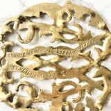 Underside of old solid brass dish, american manufacture Virginia Metalcrafters