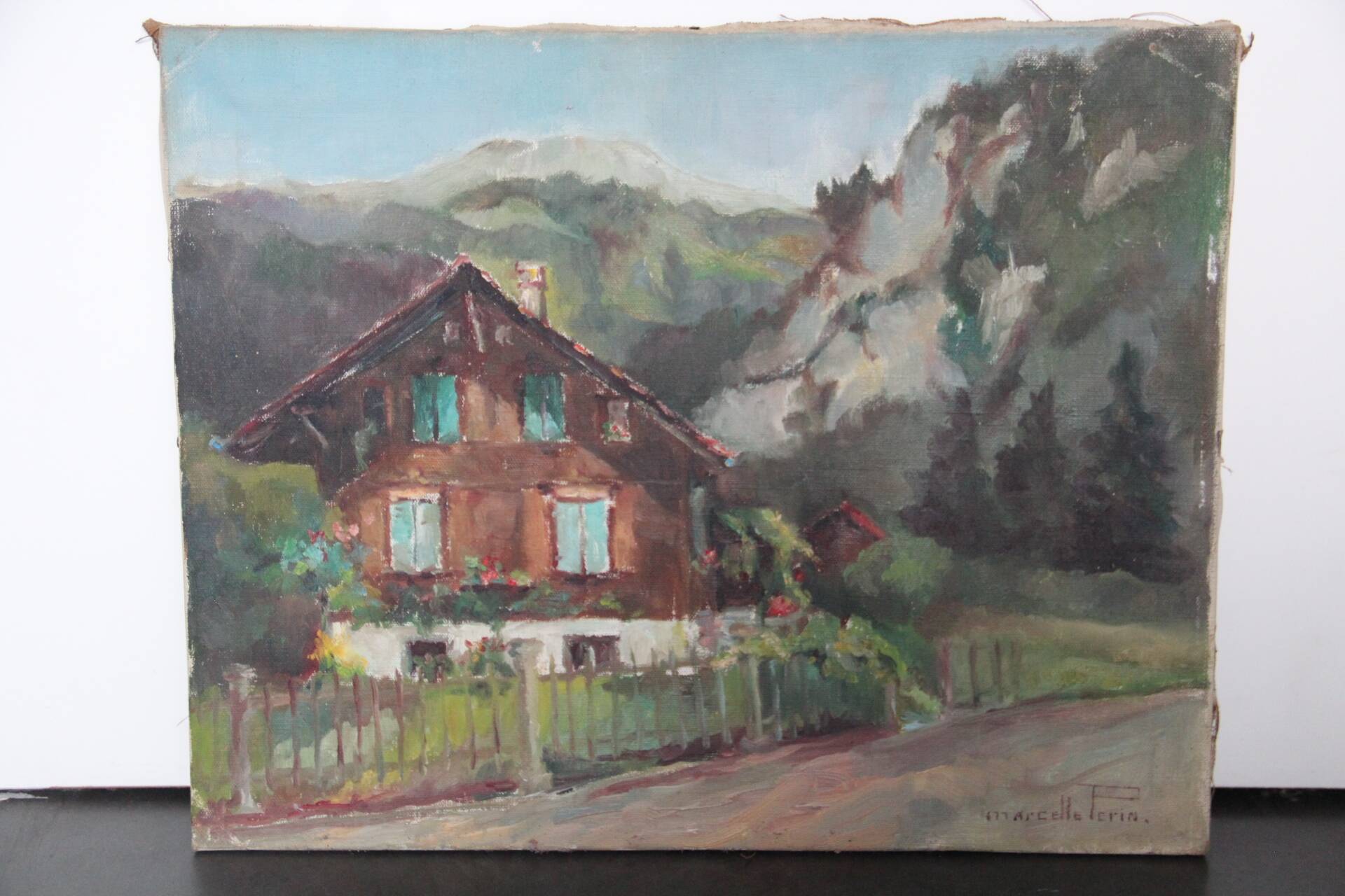 Chalet in the mountains, HST painting 40 x 50