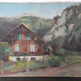 Chalet in the mountains, HST painting 40 x 50
