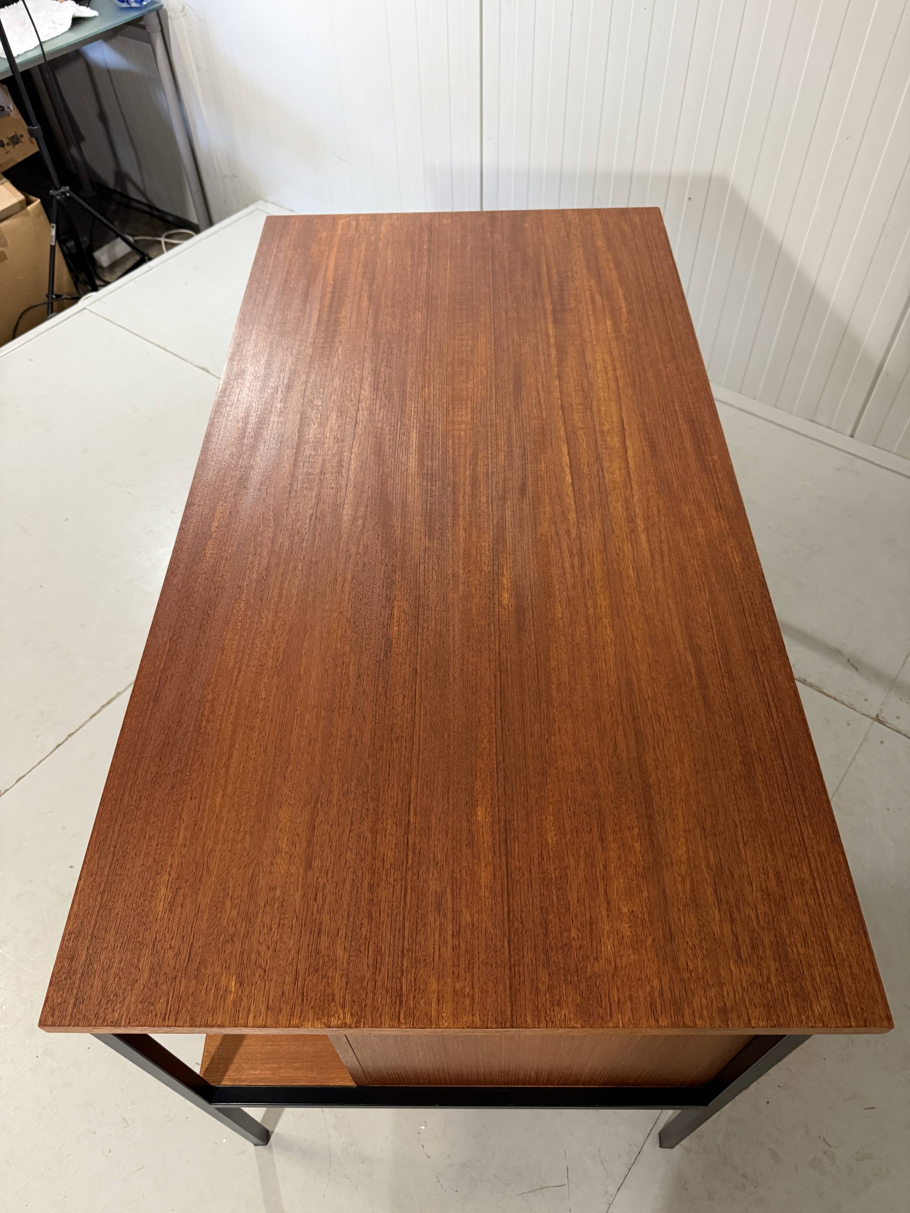 Günter Renkel teak and black steel free standing desk 1960’s