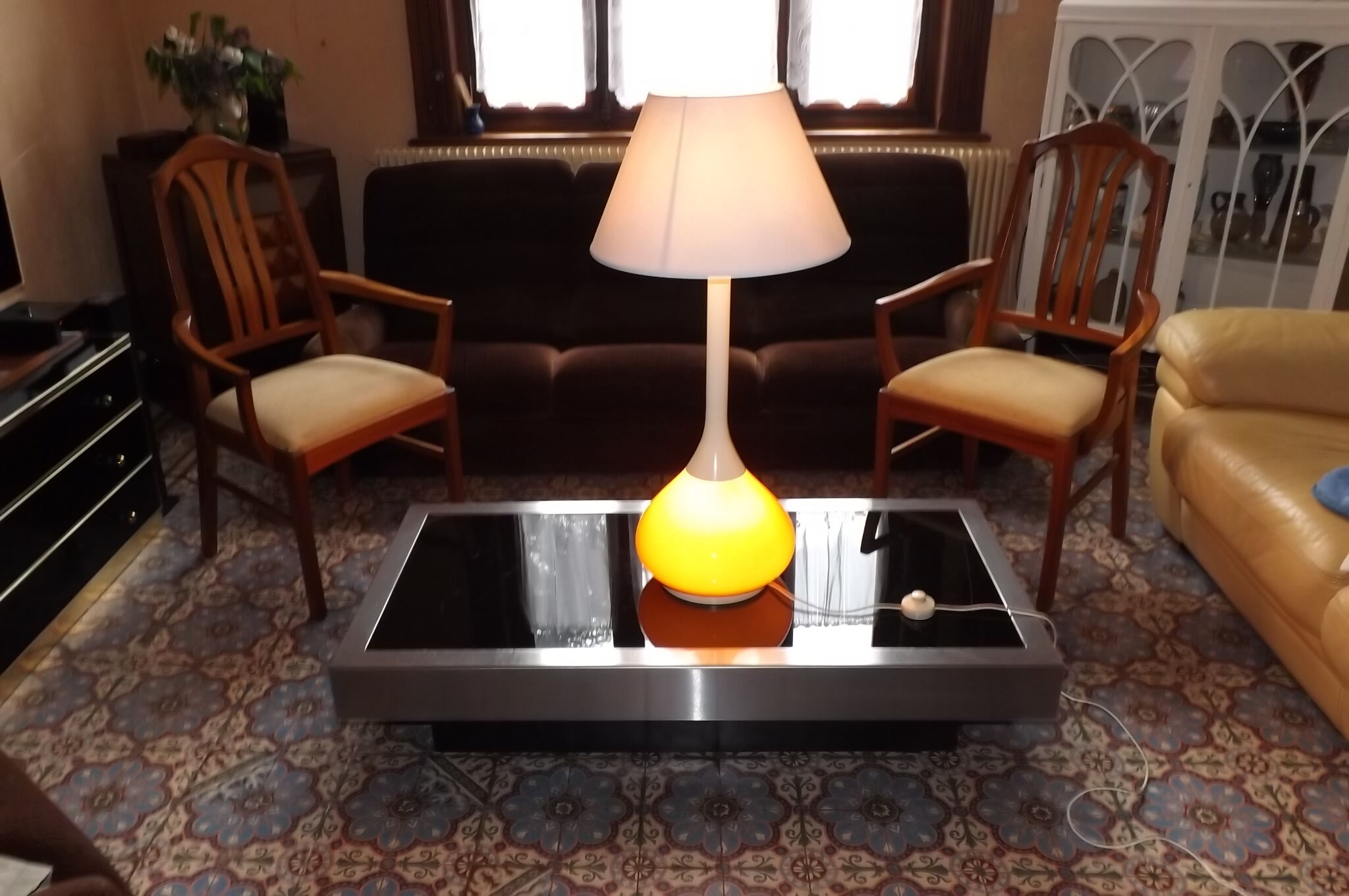 Orange 1960-70 vintage opaline drop lamp
