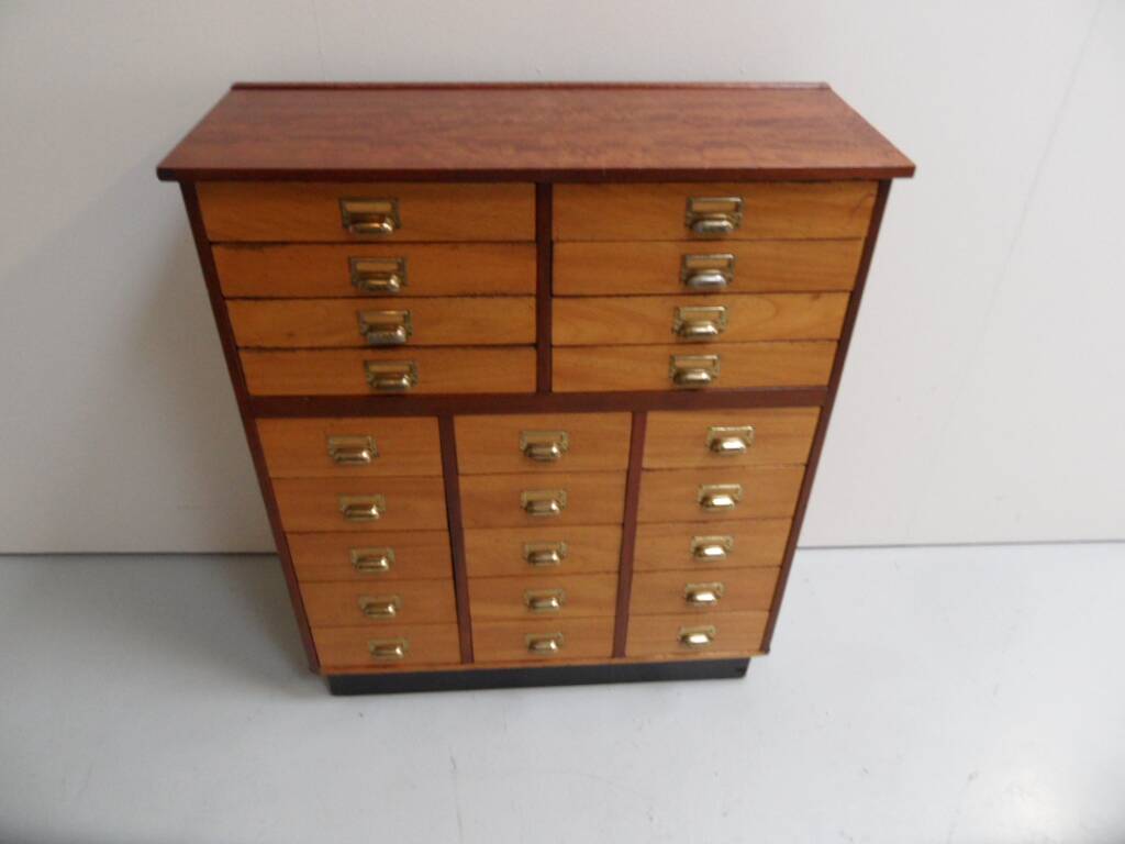 Vintage mahogany filing cabinet with drawers 1950's