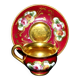 Limoges precious porcelain cup decorated in fuchsia pink and gold, signed MAB