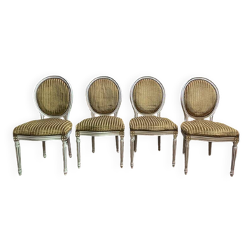 Suite de 4 chaises médaillons de style Louis XVI