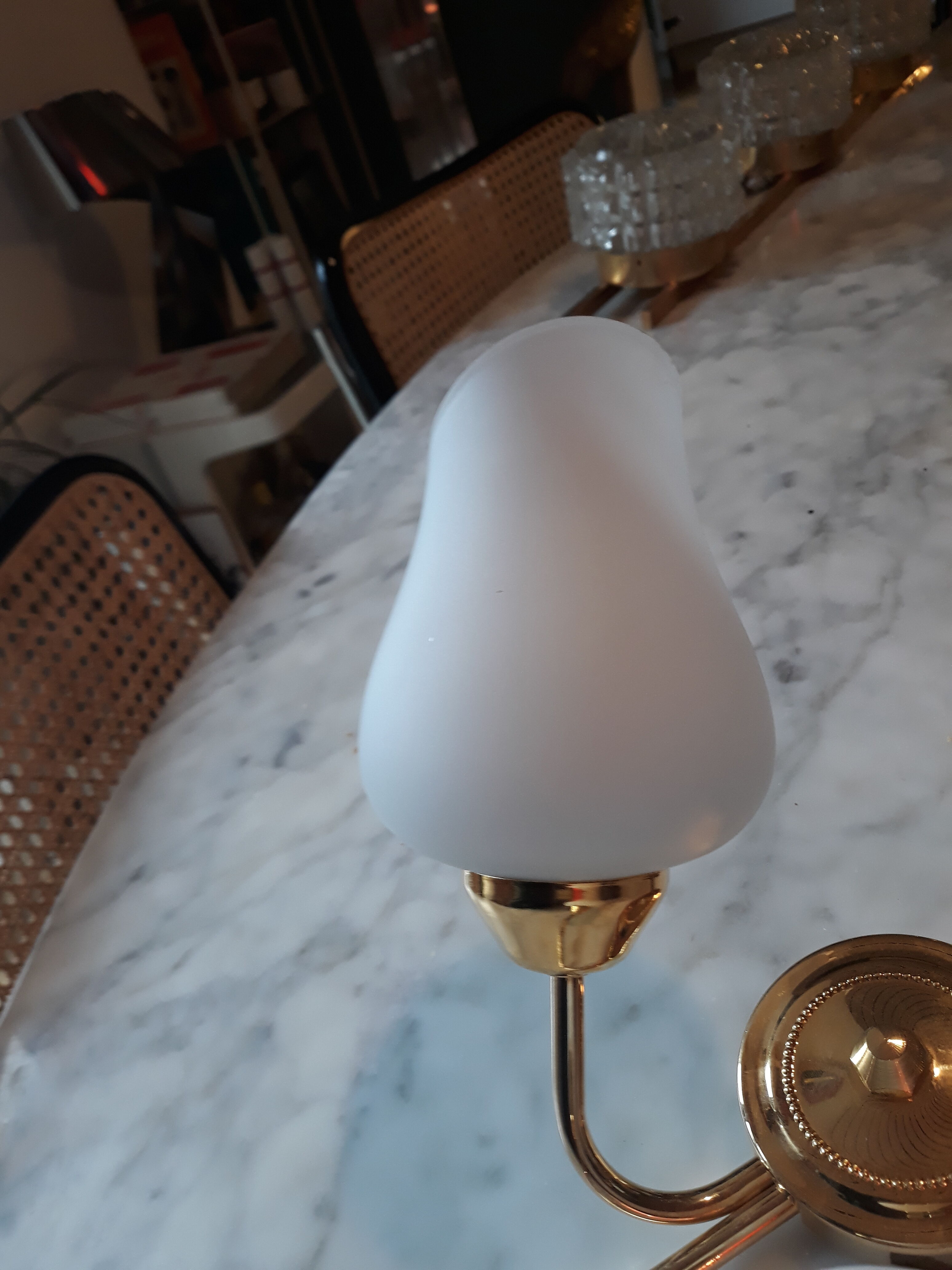 Double wall light gold metal and opaline 60s