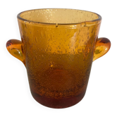Seau à glace en verre bullé ambré