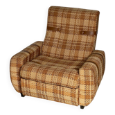 Fauteuil vintage années 70 tweed beige orange marron