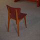 Ensemble de 4 chaises design chêne et skaï rouge 1960's