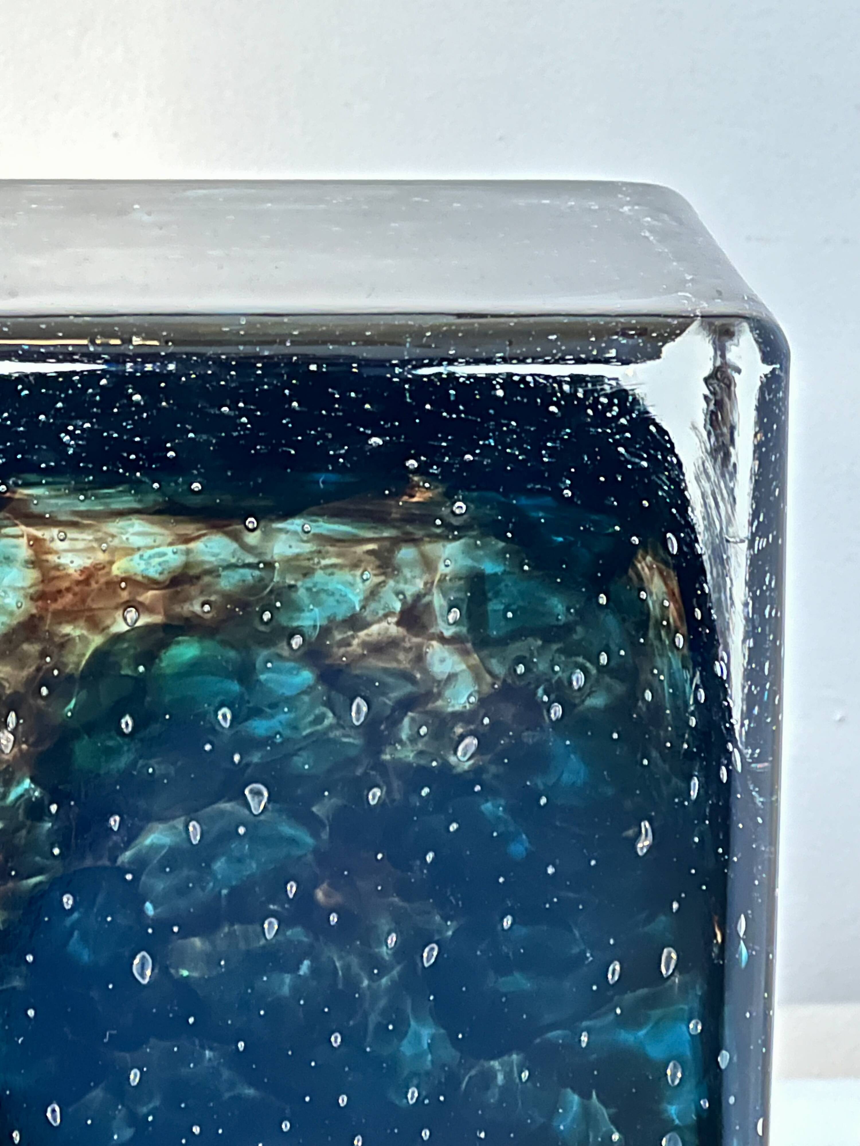 Lampe à poser cubique en verre de Murano par Limburg, Allemagne 70's